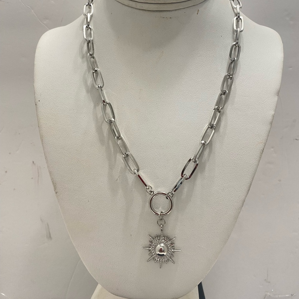 Silver Starburst Pendant Necklace